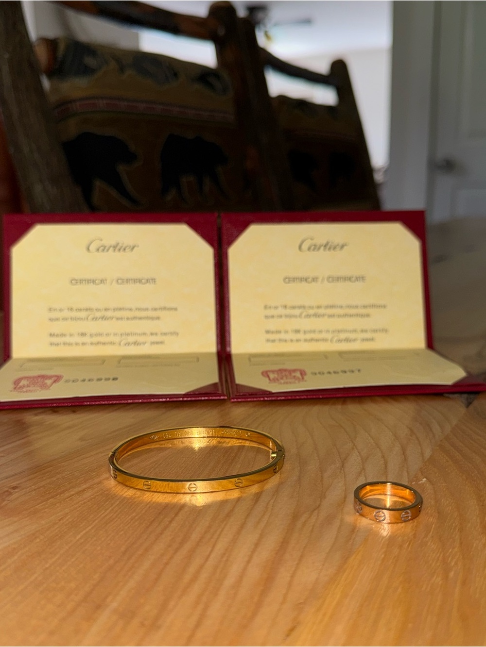 Cartier Yellow Gold Bracelet and Ring Set